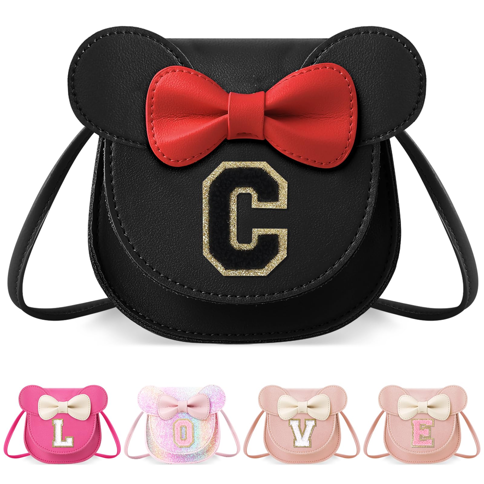 Little Girl Toddler Purse - Cute Mouse Ear Bow Crossbody Bag for 2-8 Year Olds - Birthday Gift