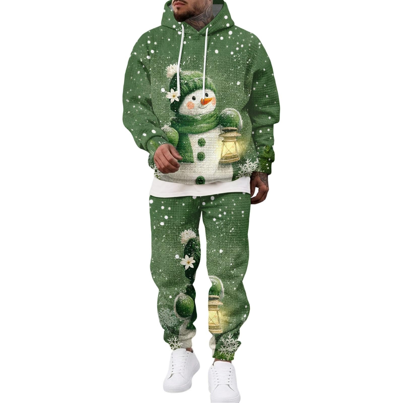 Christmas - Tuta Uomo Termica Felpa con Cappuccio Pantaloni Jogging
