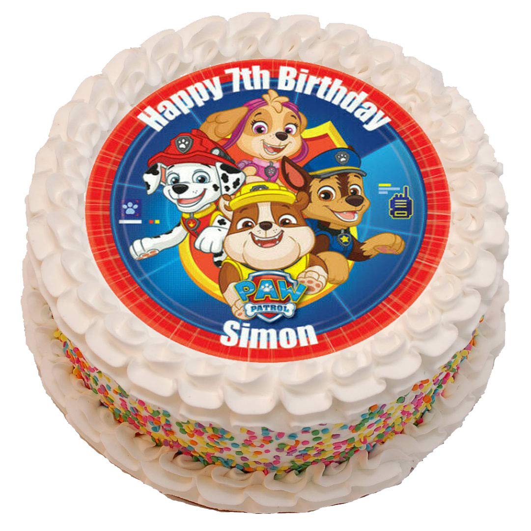 Buy Paw Patrol Personalised PRECUT Cake Topper 8 Inch Round Edible