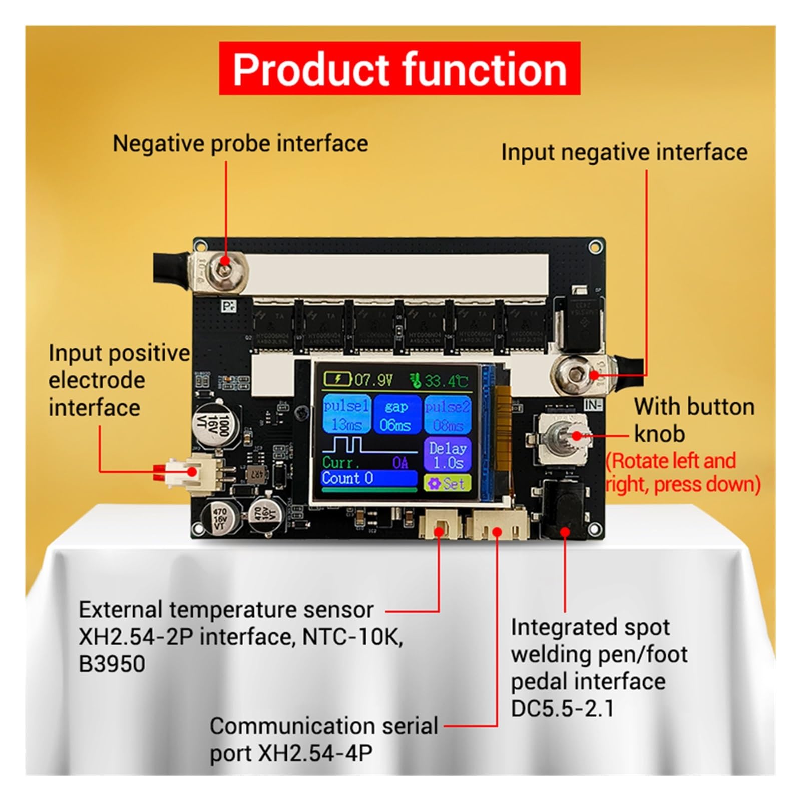 Stacja lutownicza, Przenośna zgrzewarka punktowa 3000A, kolorowy ekran LCD Dual Pulse 18650 zestaw do samodzielnego montażu