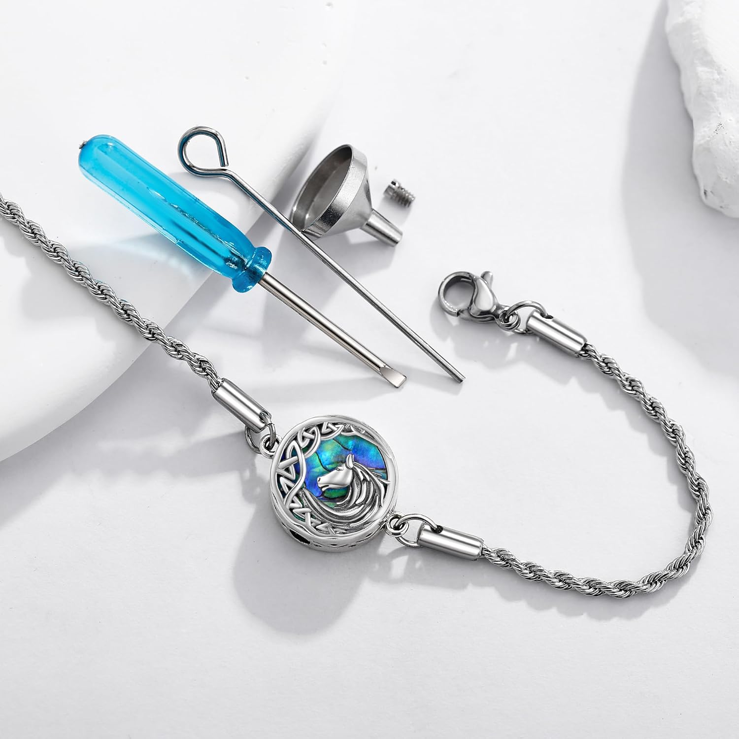 YAFEINI Horse Urn Bracelet For Ashes 925 Sterling Silver Horse Memorial Cremation Jewelry for Women