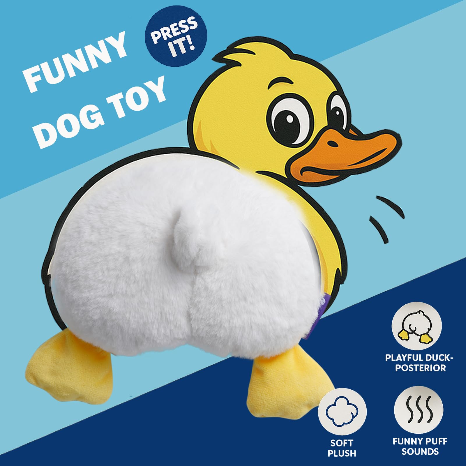 Amazon.co.jp: Fuzzwoof Duck Butt Funny Puppy Dog Toys、陽気な