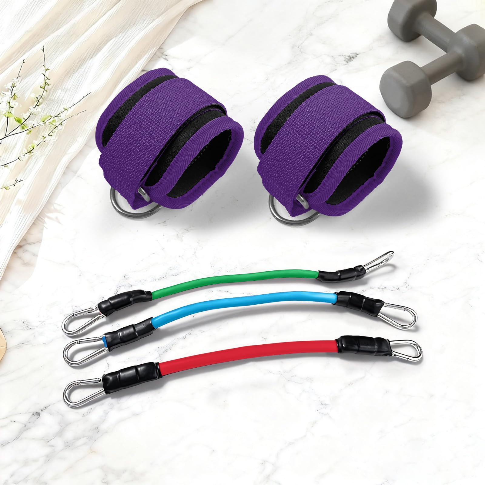 Ankle Resistance Bands with Protective Cuffs Fitness Training Set for Women