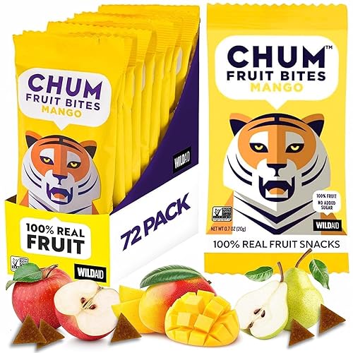 Chum Bocadillos de frutas hechos con 100% fruta (mango, paquete de 72)  Sin nueces, sin gluten, vegano, kosher, paleo, sin OMG, sin azúcar añadida, disponible en Yaxa Colombia