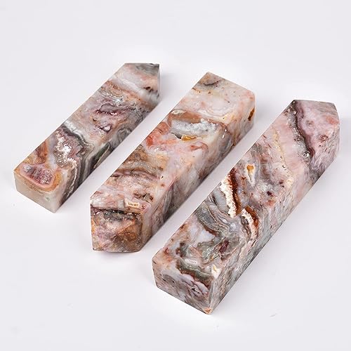 Miniatura 4 de JIC Gem Varita de cristal extra grande a rayas de ágata de cristal Obelisco Torre de cuarzo para decoración de regalo, 2.2-2.8 libras