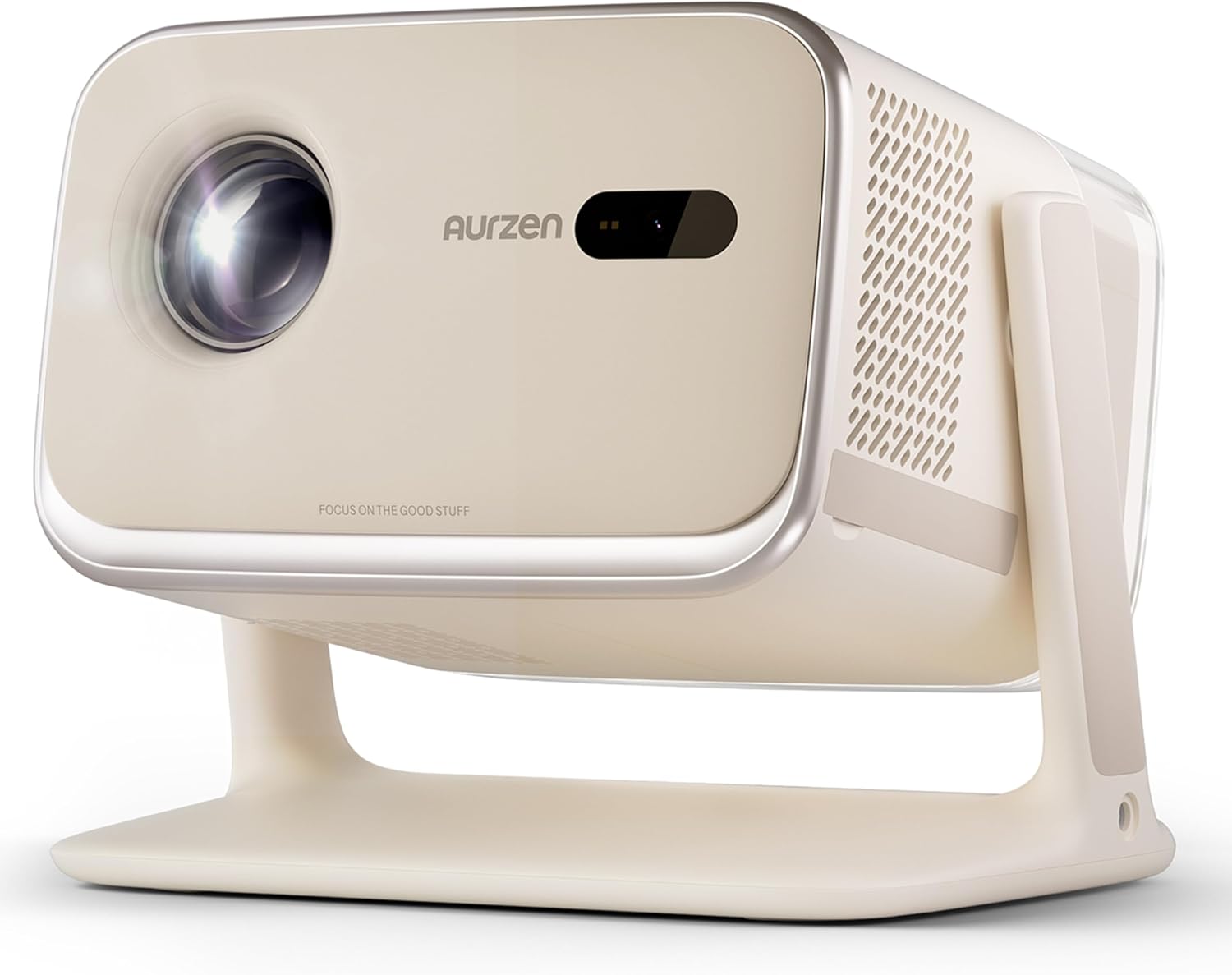 BOOM mini Google TV Smart Projector with WiFi and Bluetooth, 4K Supported Outdoor & Home Movie Projector with 20W Speakers DoIby Audio, Real-Time Focus & Keystone, 500 ANSI Lumens, Off-white