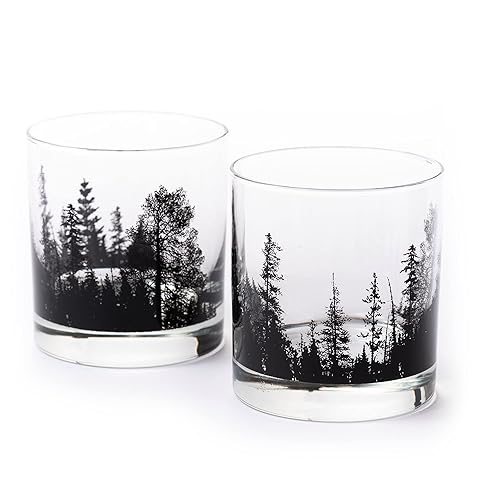 Vista 59 de Black Lantern Whiskey Glasses Set of 2 – 11 oz Heavy‑Base Old‑Fashioned Rocks Glasses with Forest Animal Screen Print Hand‑Printed Durable