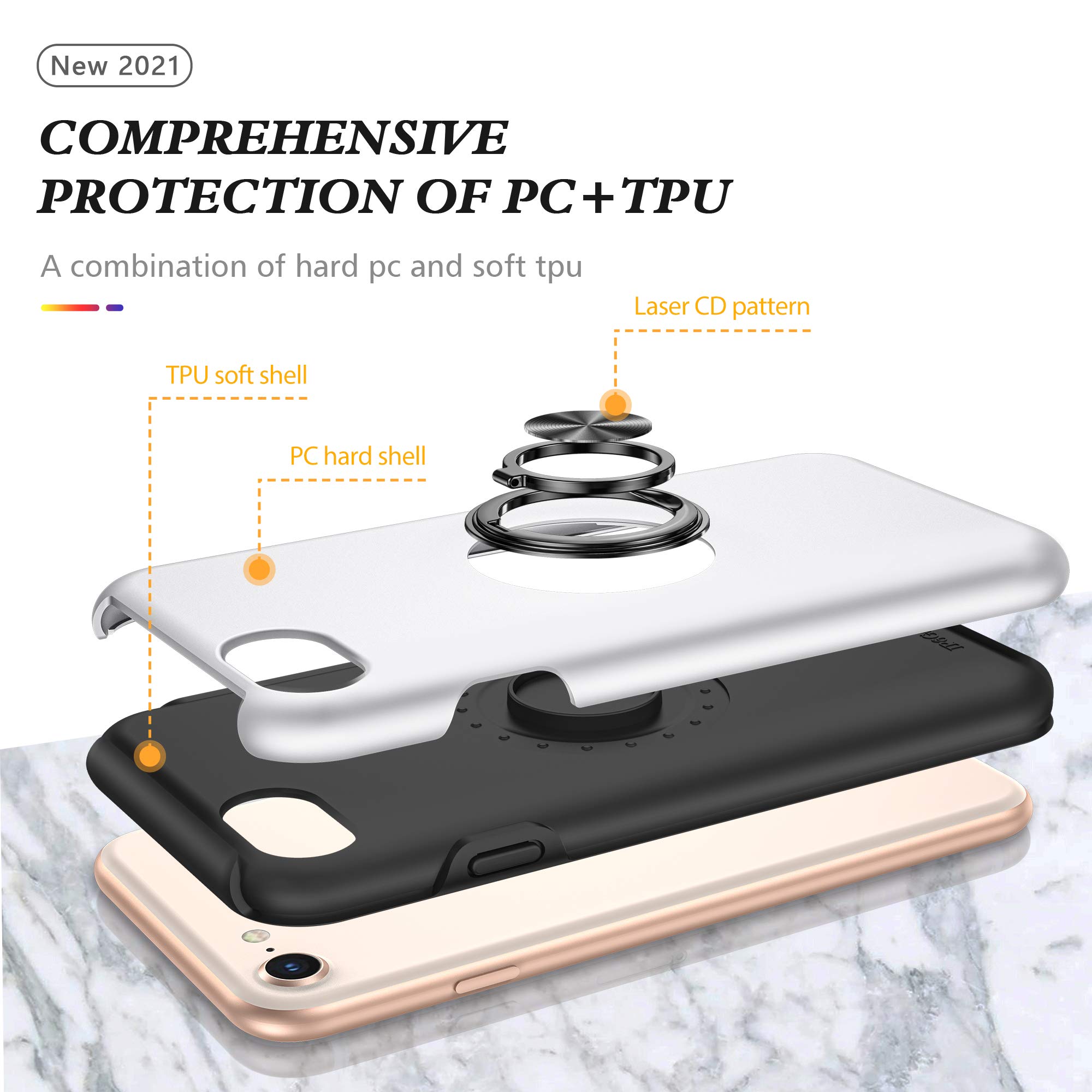 Custodia SORAKA Per IPhone 11 Con Anello Metallico Invisibile E Piastra Magnetica – Antiurto Grado Militare, Protezione Cadute 3 Metri, Supporto Auto Magnetico (senza Magnete)