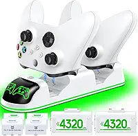 Carregador de controlador compatível com Xbox Series X|S/Xbox One, estação de carregamento com 2 x 1300 mAh kit de bateria recarregável, base de carregamento dupla OIVO para Xbox One/One Elite/Series X|S