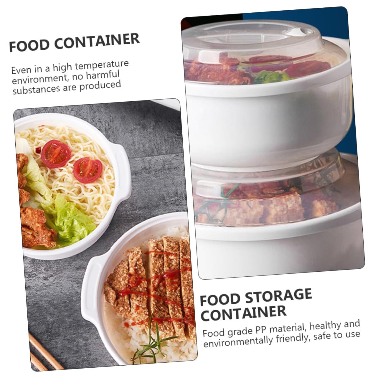 3 Piezas Recipientes para Alimentos con Tapa Transparente Aptos para Microondas y Refrigerador Envases de Resistentes y Multifuncionales para Cocina y Conservación de Comida