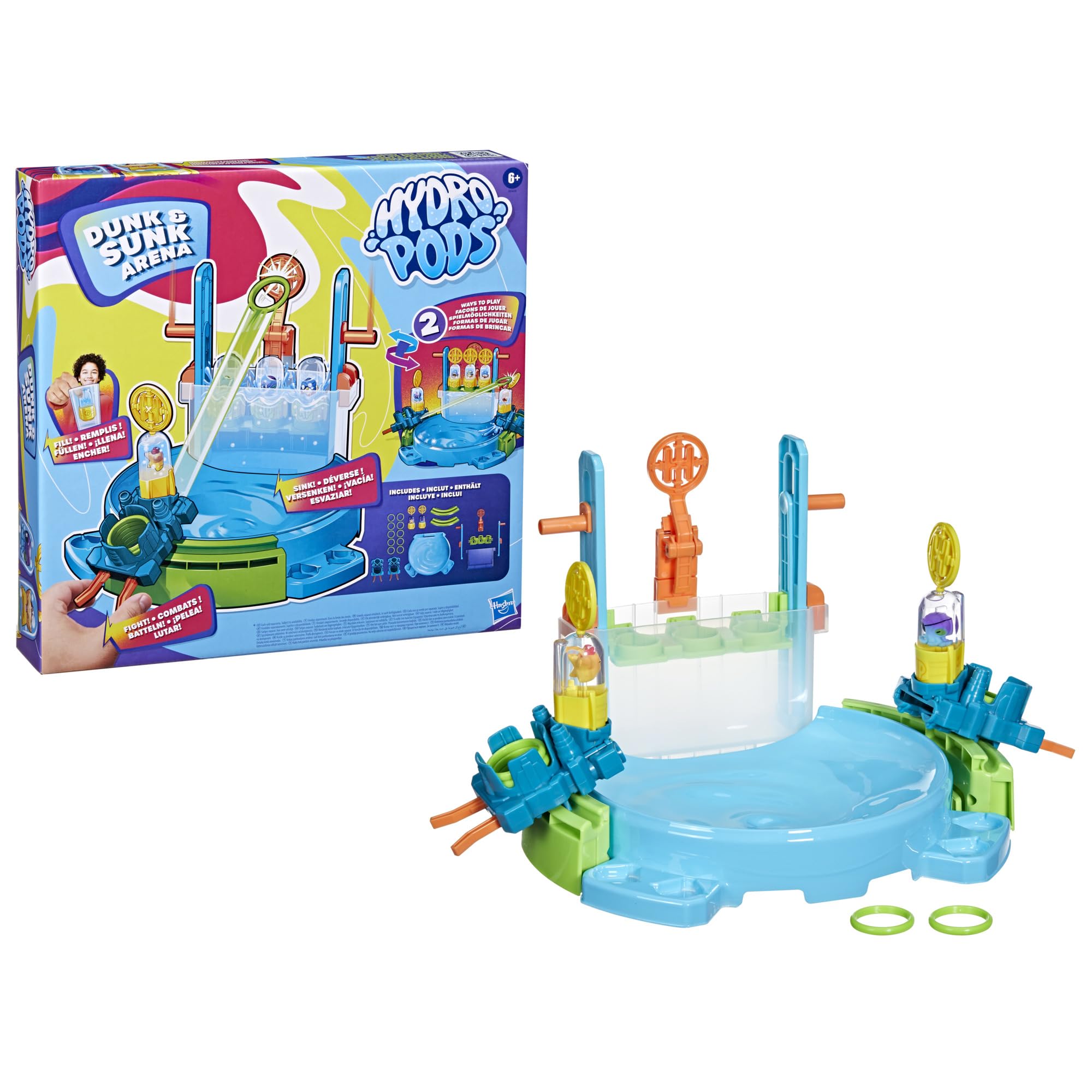 Hasbro Hydro Pods Dunk & Sunk Arena, Battle Toy with Dunk Tank & 2 Hydro Pods, Water Activated Collectible Toys for 6 Year Old Boys & Girls & Up