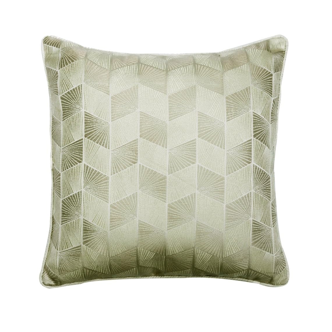 The HomeCentric Decorative Ivory 18"x18" (Pack of 2, 45x45 cm (18x18 inch) Cushion Covers, Jacquard Silk Geometric Pattern Throw Cushion Covers, Chevron Pattern Contemporary Style - Just Ivory โ image 1