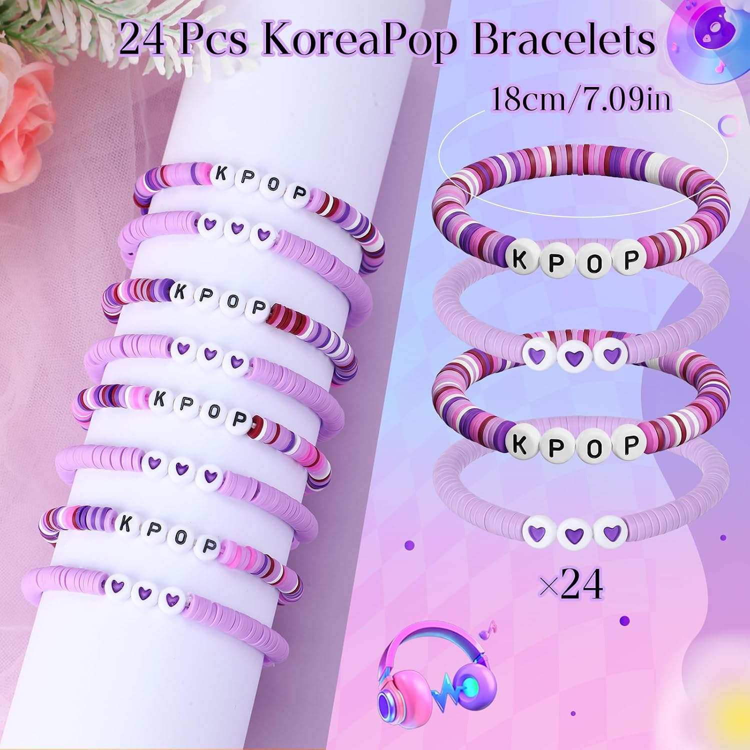 Landical 24 Pcs Kpop Bracelets for Women Kpop Merch Gift