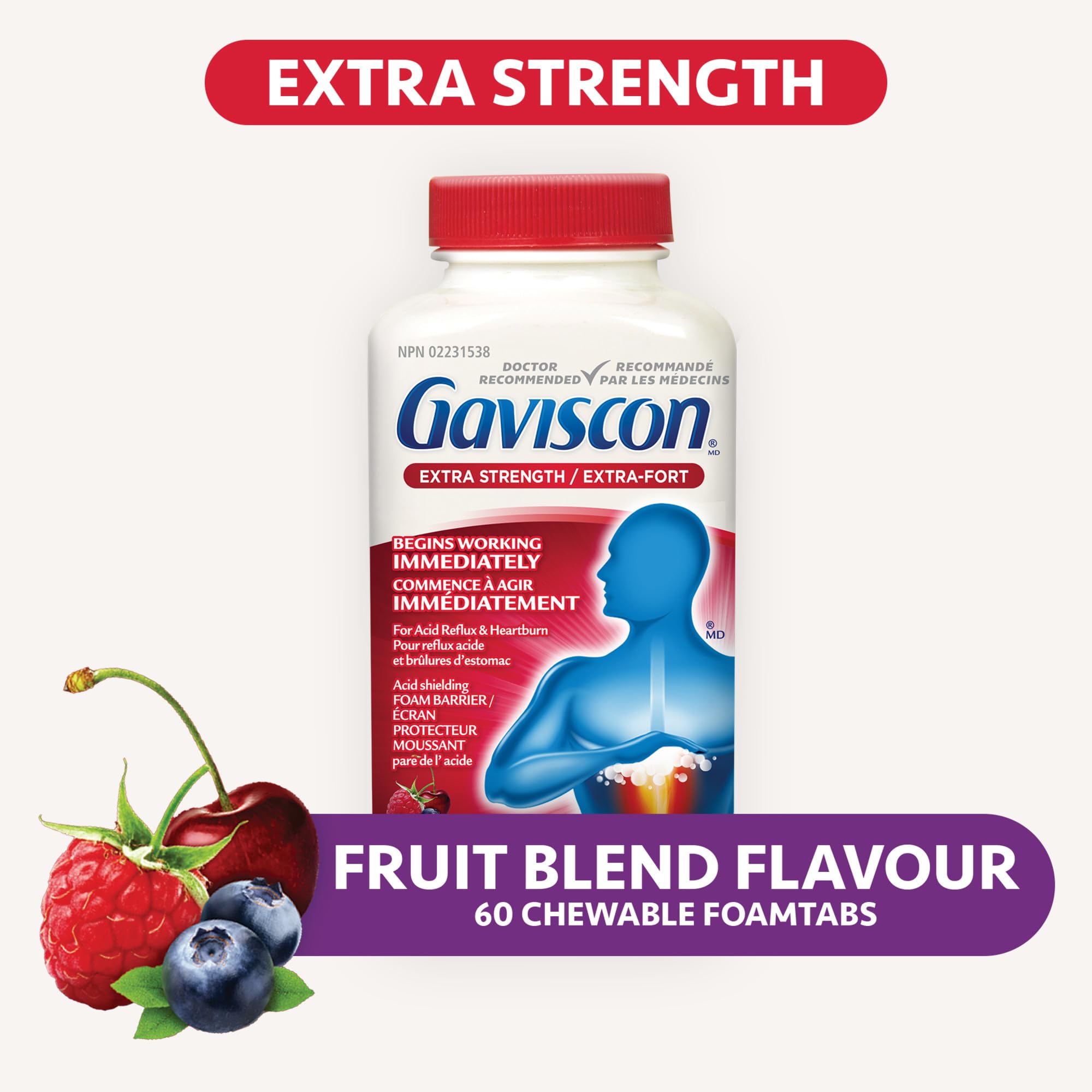 Gaviscon Extra Strength Fruit Antacid 60 Tablets — Amazon image 2