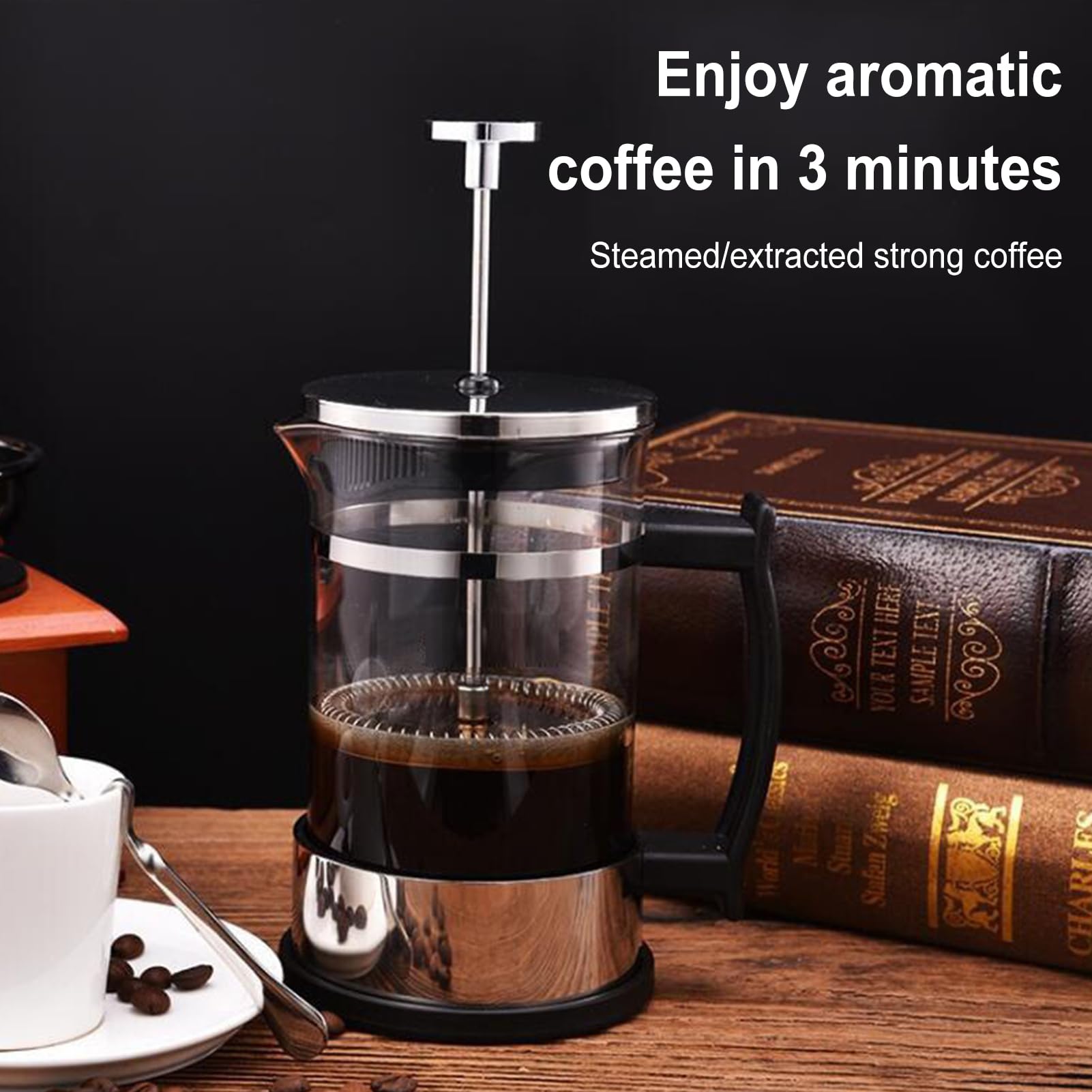 French Press Coffee Maker - 350ml 600ml Thermal brew Pot, Three-Layer French Manual Brewer | Small decaf Maker for Home Cooking Area, Study Room, Workplace, Apartment Kitchen