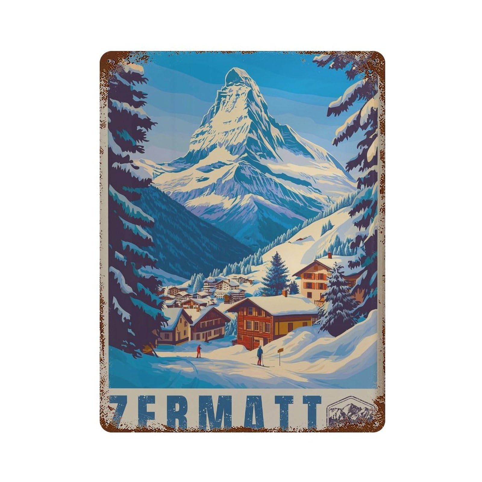 xiaoxiaoshen Zermatt Switzerland Travel Alps Wall Decor Art Metal Tin Poster Modern Home Decor Art Home Bar Shop Decorations Vintage Sign 40x30cm