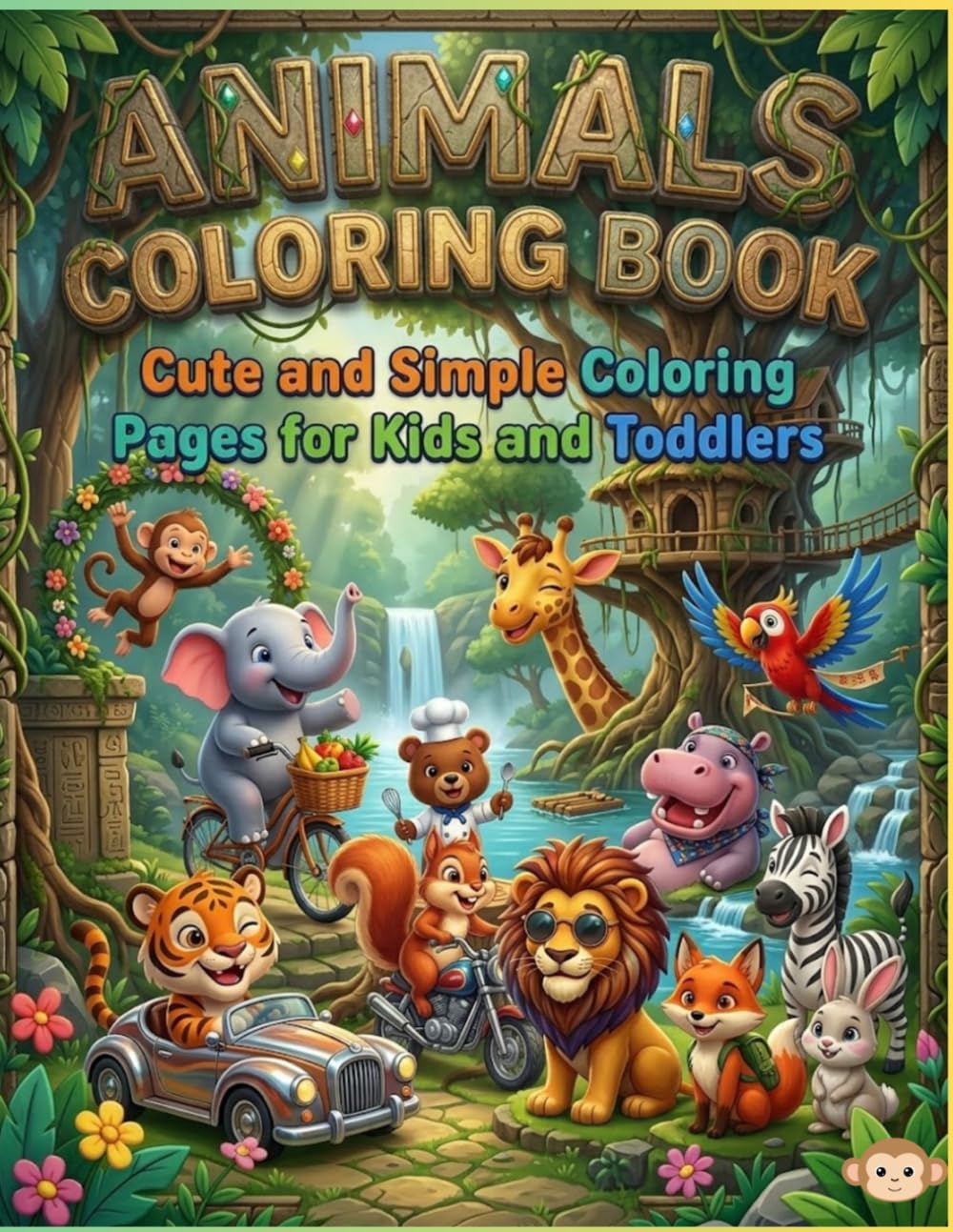 Animals Coloring Book: Cute and Simple Coloring Pages for Kids and Toddlers (Happy Kids Coloring World)