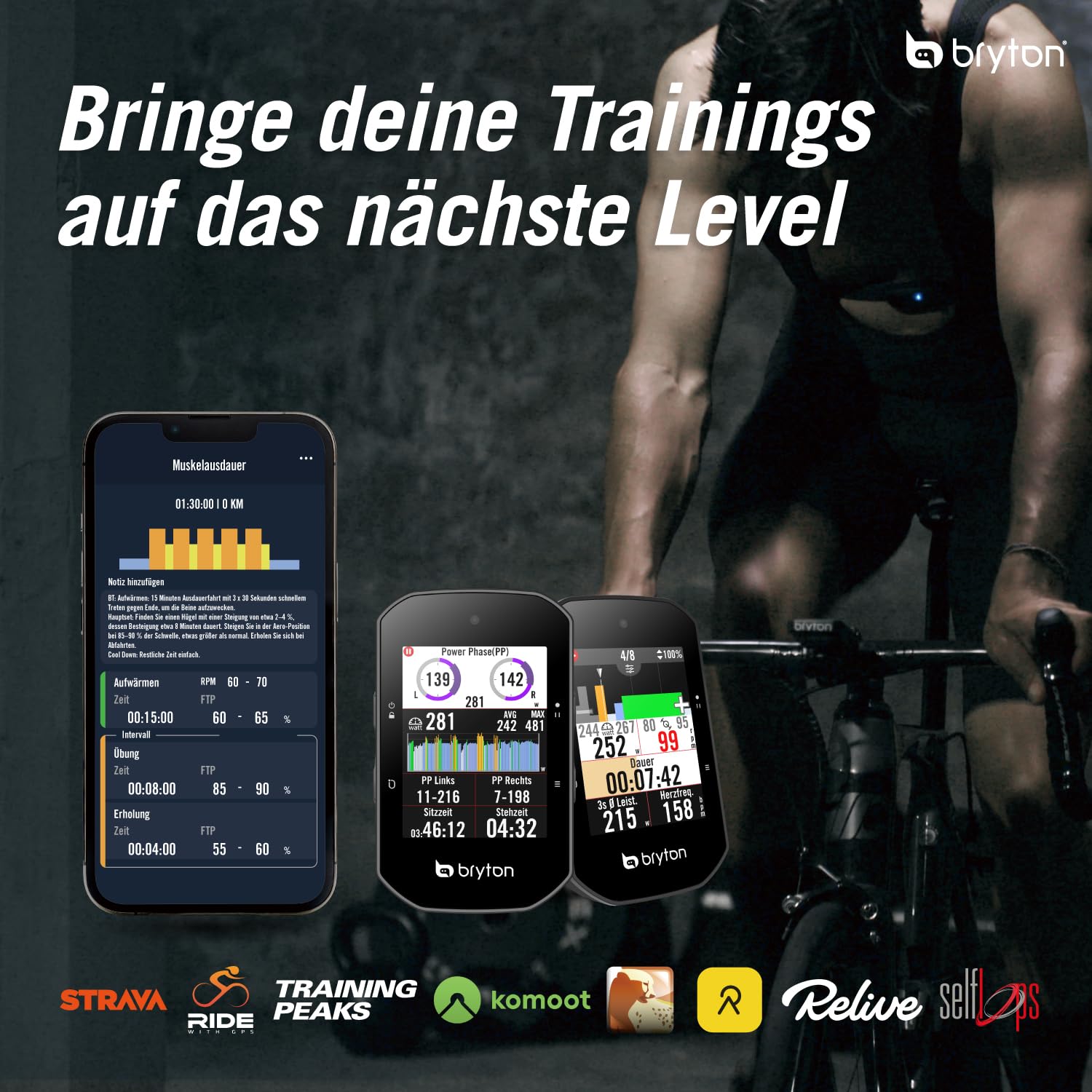 Bryton Rider S500 Sensor Bundle 2,4 Zoll Farb-LCD-Touchscreen GPS-Fahrradcomputer Offline-EU-Karte, kompatibel mit Radar, 24 Stunden Batterielebensdauer, Navigation mit Turn-by-Turn Follow Track
