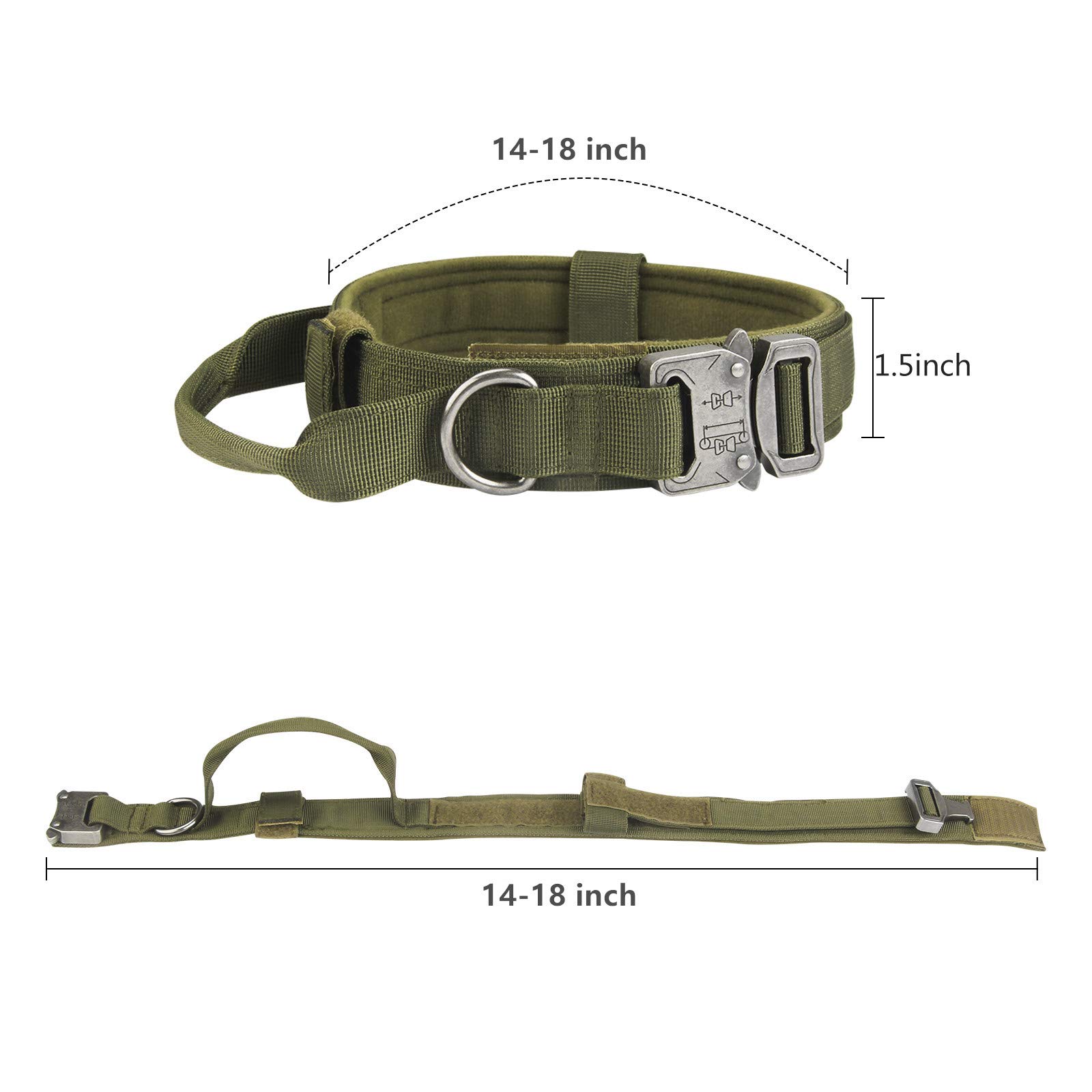 Taktisches Hundehalsband – Verstellbar, 3,8 Cm Breit, Mit Kontrollgriff & Metall-Schnalle