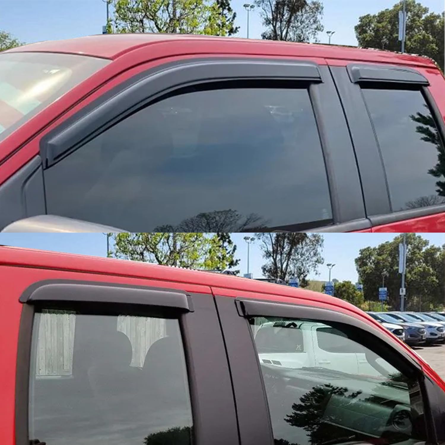 Side Window Visors Rain Guards for 2004-2014 Ford F150 SuperCab/Extended Cab, Vent Window Deflectors Sun Shade Smoke Tinted Car Accessories 4-Piece