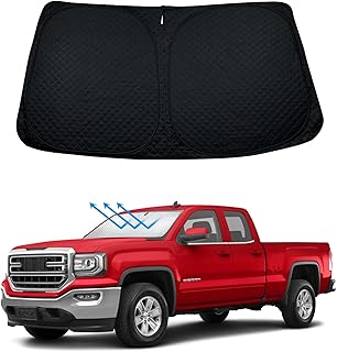 BESTVIEW Windshield Sun Shade Compatible with GMC Sierra 1500 2500 3500 2014 2015 2016 2017 2018, Foldable Reflective Sun Visor Protector, Upgraded 5 Layers 240T Material