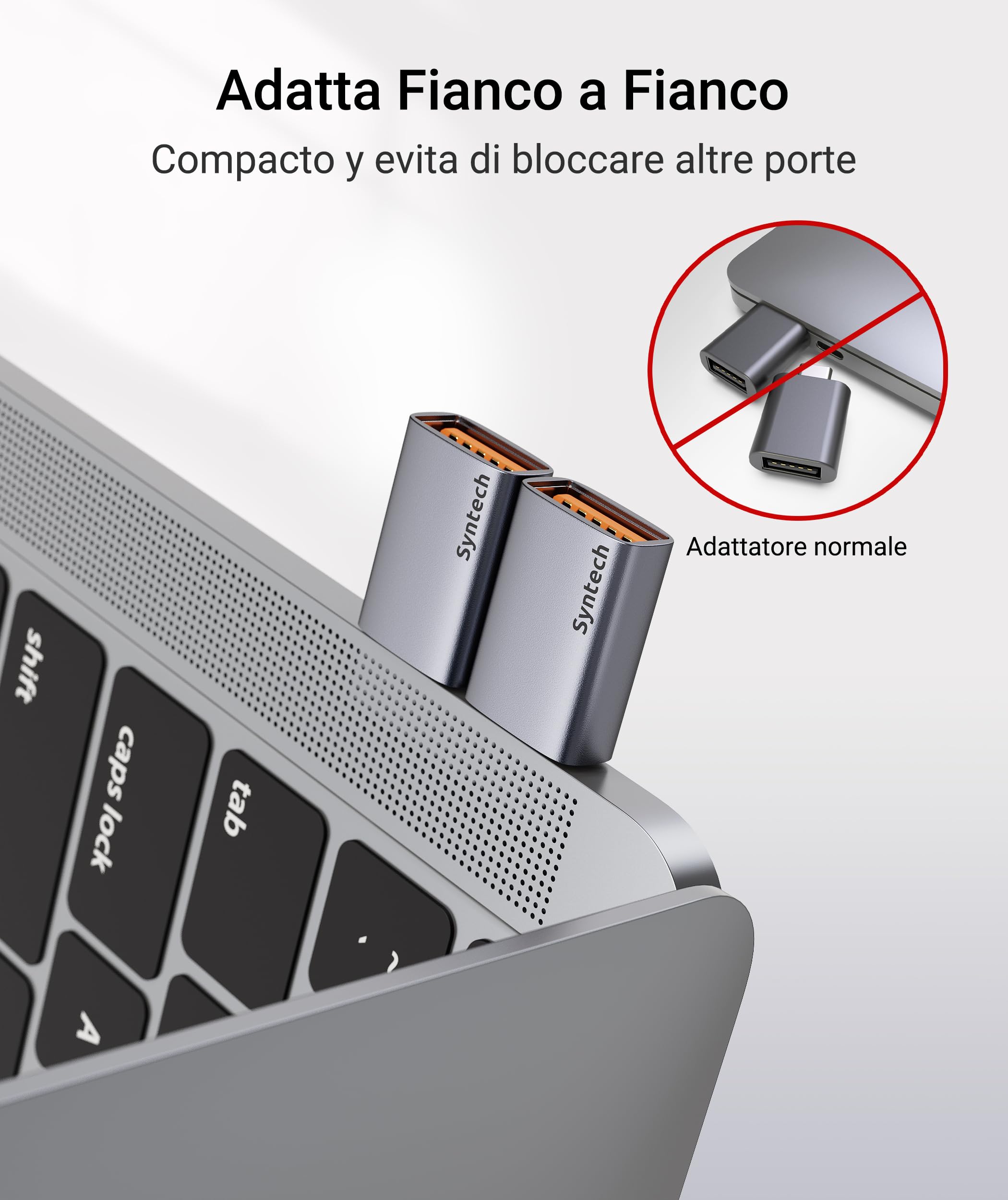 Syntech Adattatore USB C a USB (2 Pezzi), USB 3.2 Gen 2 da 10 Gbps, Adattatore USB C Maschio a USB A 3.2 Femmina Compatibile con iPhone 15 Pro Max/iPad/iMac/MacBook Pro e Dispositivi Thunderbolt 4/3