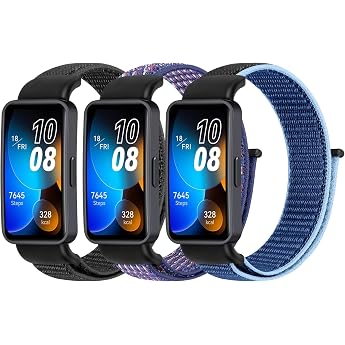 Nylon Wristband Compatible with Huawei Volume 8/Huawei Volume 9/Huawei Volume 10 Women Men Pack of 3 Breathable Nylon Wristband Sport Solo Loop Replacement Bands for Huawei Volume 8/9/10 NFC