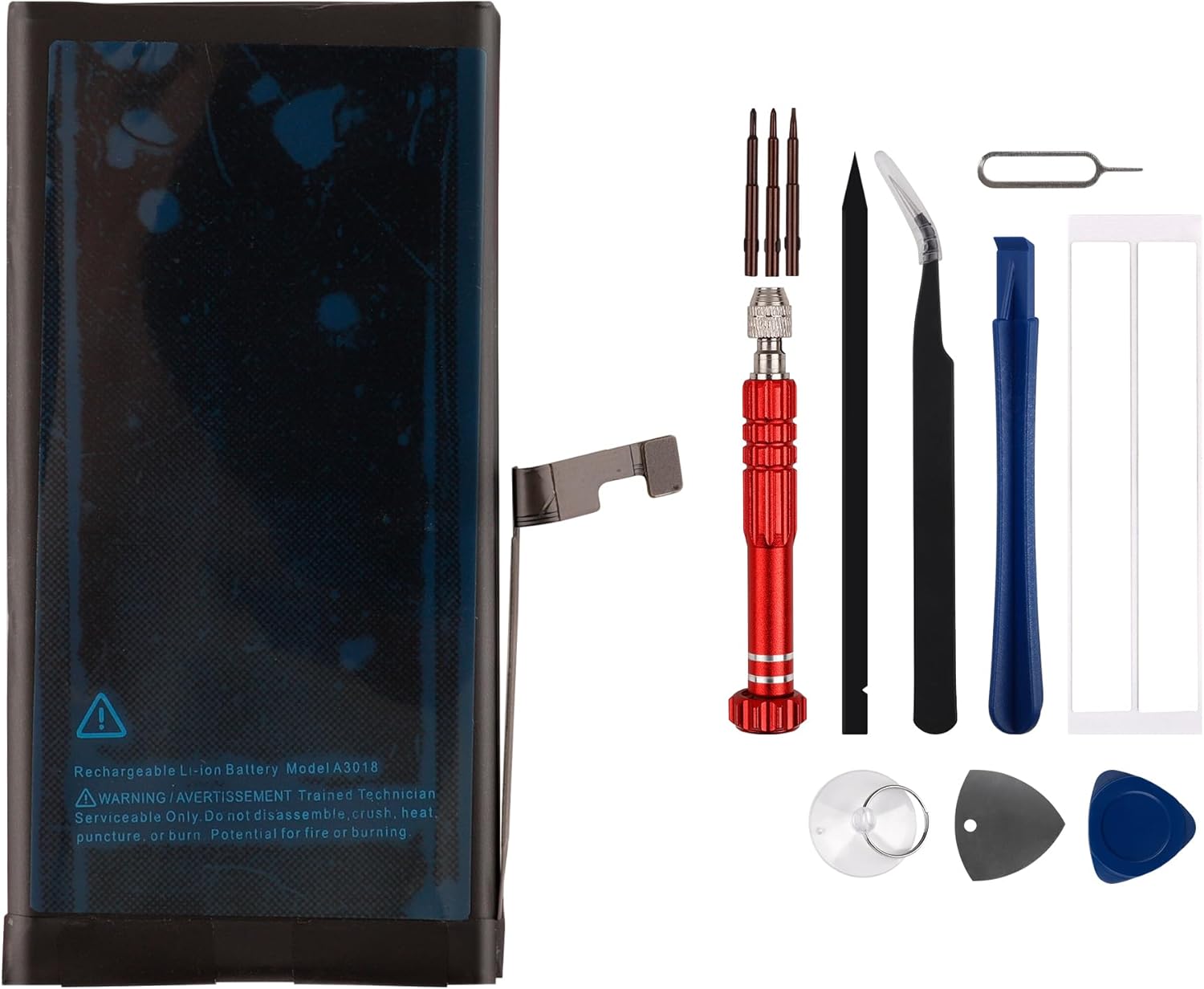 SWARK A3018 rechargeable battery and included installation tools.