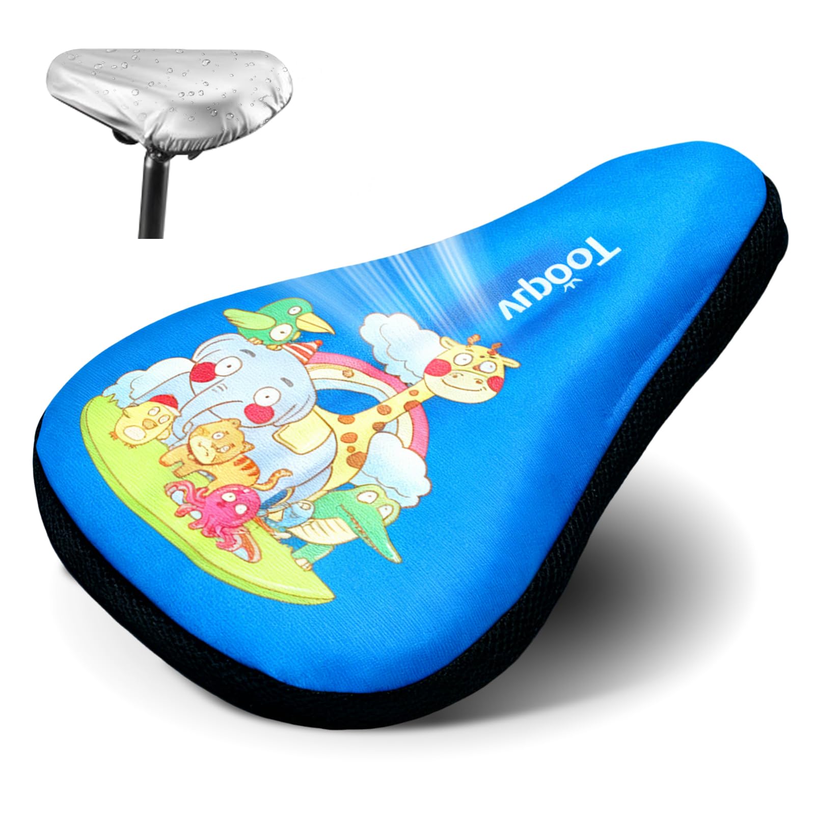 Housse de Protection de Selle de Vélo Enfant, Coussin en Gel Doux et Respirant avec Mousse Mémoire, Taille 23x15 cm Universelle, Imperméable et Antidérapante, Blue