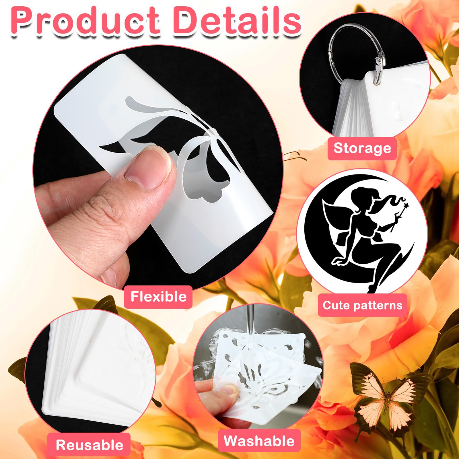 64 Po-choirs Réutilisables - Modèles Fée, Licorne & Chat Pour Peinture, Déco Bois & Scrapbooking