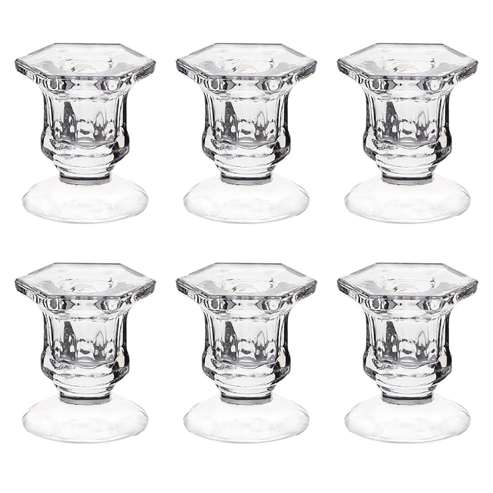 Buy Taper Candle Holders, Dedoot Pack of 6 Glass Taper Candle Holders