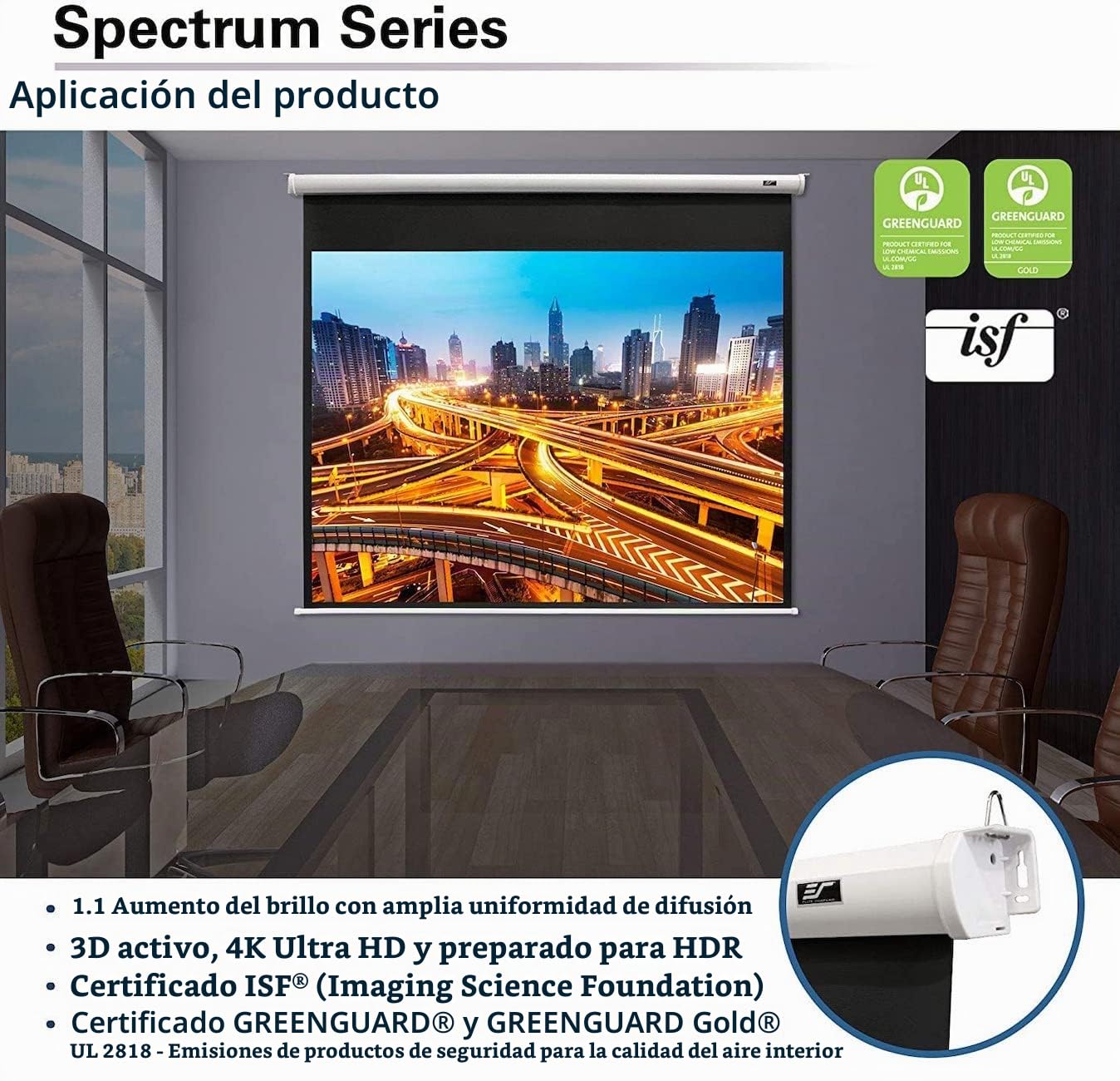 Elite Screens Electric100XH Spectrum Series - Pantalla de proyección (Diagonal, 254 cm (100"), Formato 16:9