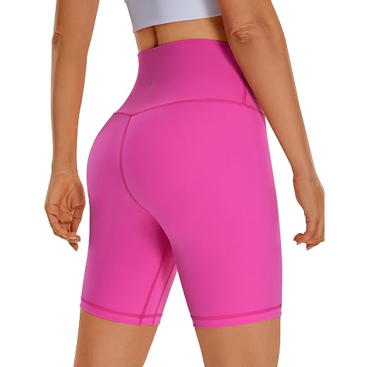 CRZ YOGA Women's Naked Feeling Biker Shorts 8'' - High Waist Yoga Workout Gym Spandex Shorts