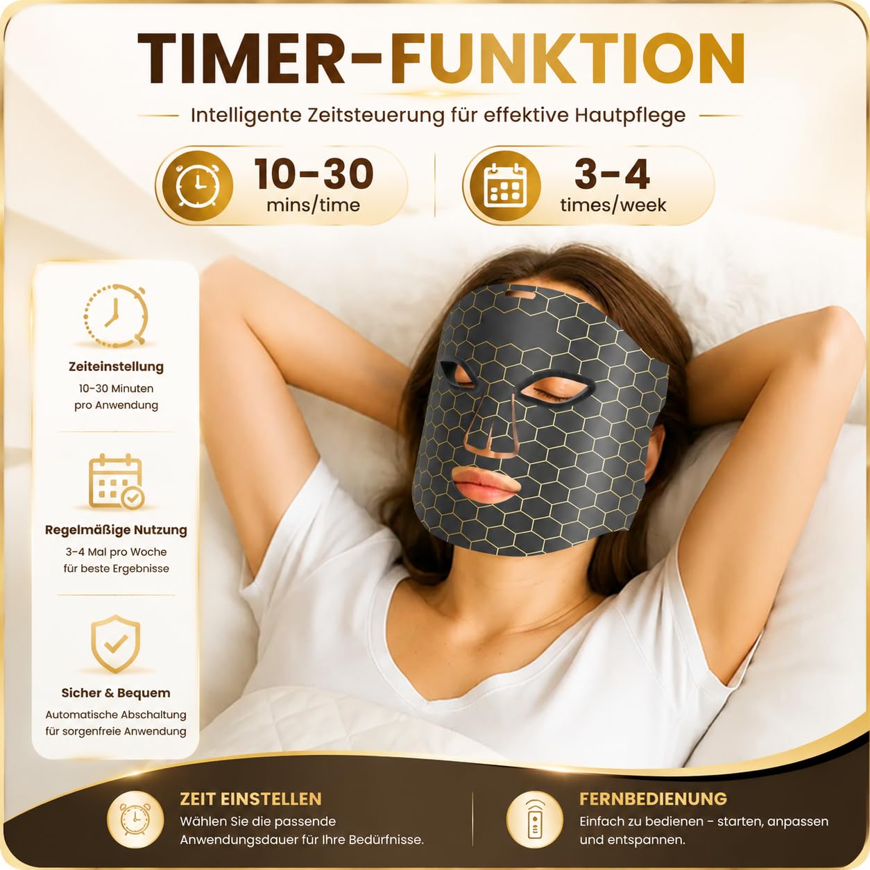 Rotlichtlampe LED Maske – 4-Farben-Lichttherapie mit 240 LEDs, Wiederaufladbare Lichttherapie für Anti-Aging, Hautverjüngung und Straffung (Schwarz2)