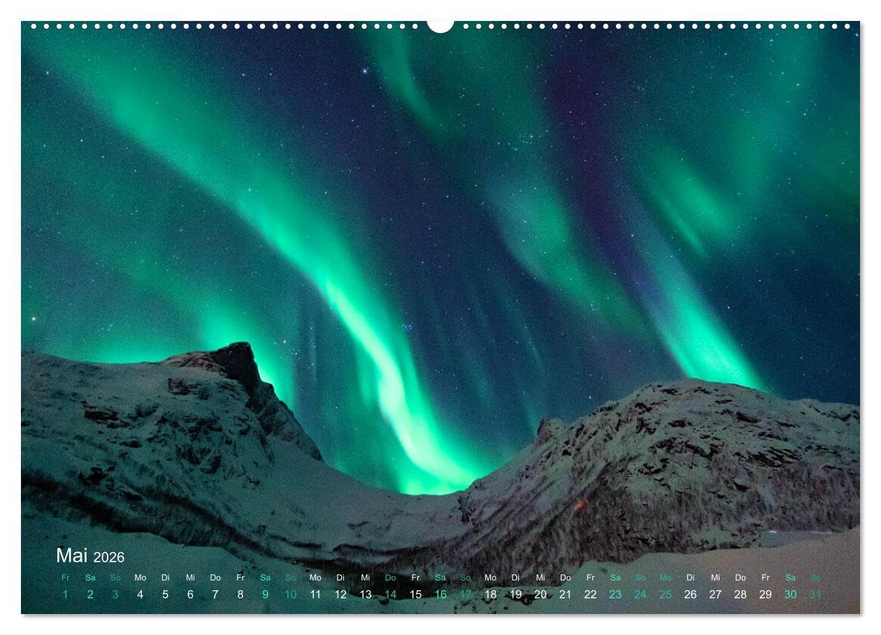 Magische Polarlichter der Erde (Wandkalender 2026 DIN A2 quer), CALVENDO Monatskalender: Atemberaubende Aufnahmen imposanter Lichterscheinungen (CALVENDO Natur)