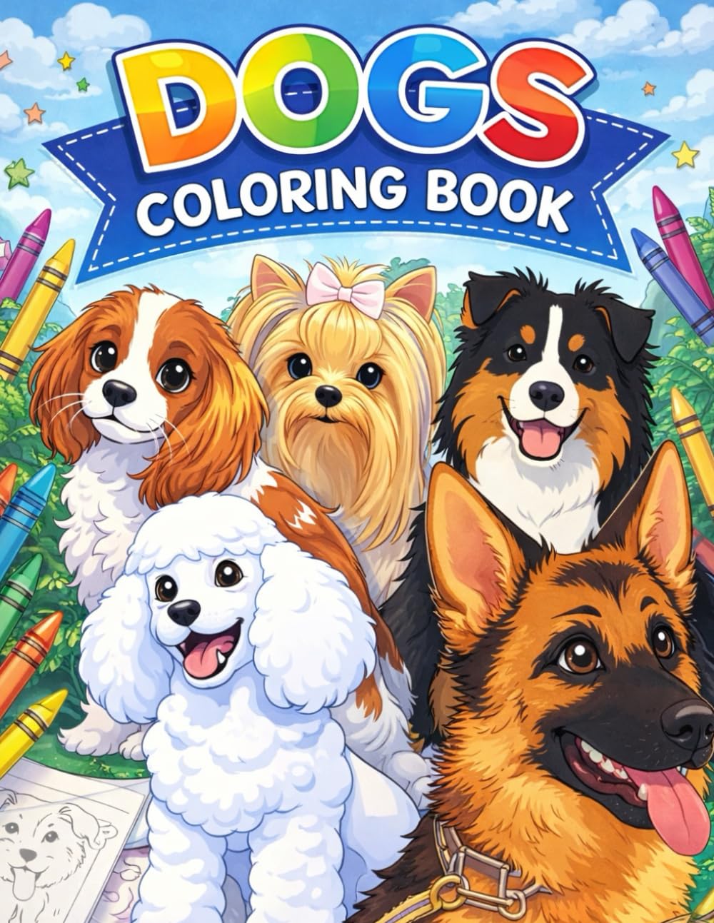 Dogs Theme Coloring Book For Kids Age 3 to 6