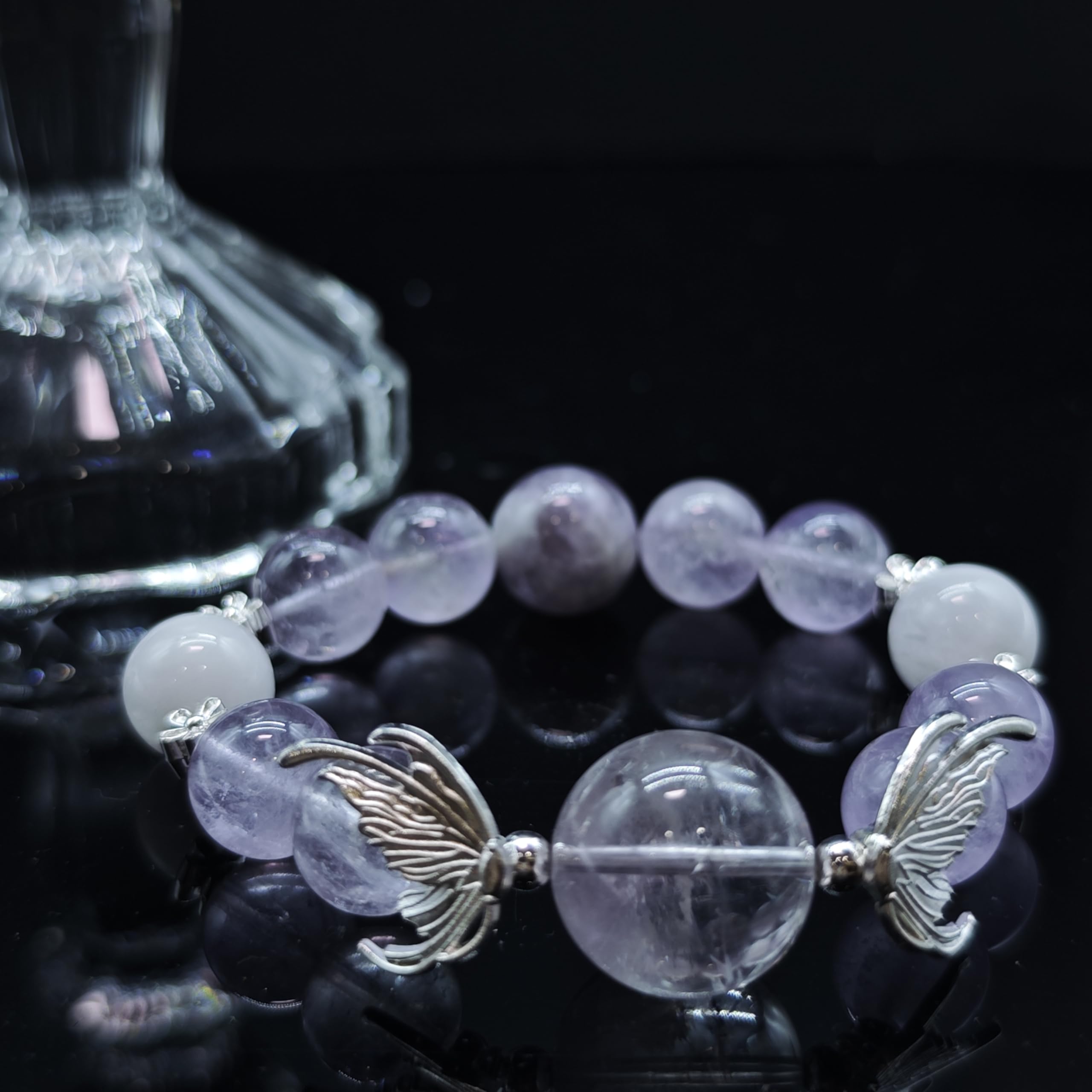 Bracciale Cristallo Bracciale Elastico Personalizzato in Ametista Naturale Fatto A Mano per Donna Yoga Meditazione Compleanno FESTIVITÀ
