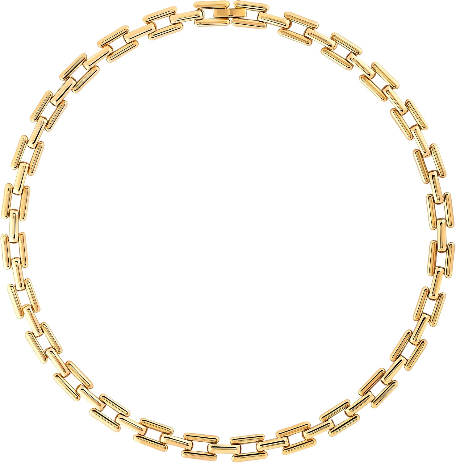 Thick Paper Clip Necklace, 18K Gold Plated Stainless Steel Panther Link Chain, Hypoallergenic, Non Tarnish, Vintage Style Statement Collar Choker Necklace for Women