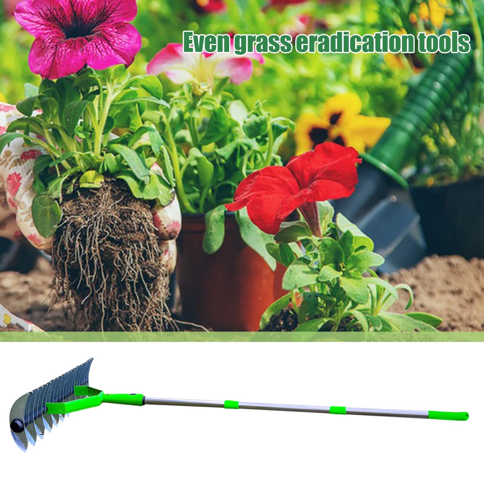Rastrello da Giardino Attrezzo da Giardinaggio in Acciaio Resistente con | Rastrello per Foglie da Giardino per Terrazze Balconi Percorsi e Aree Esterne