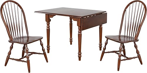 Sunset Trading Andrews - Juego de 3 sillas rectangulares expandibles de 48 pulgadas, 2 sillas con respaldo abatible, asientos para 2,4, juego de