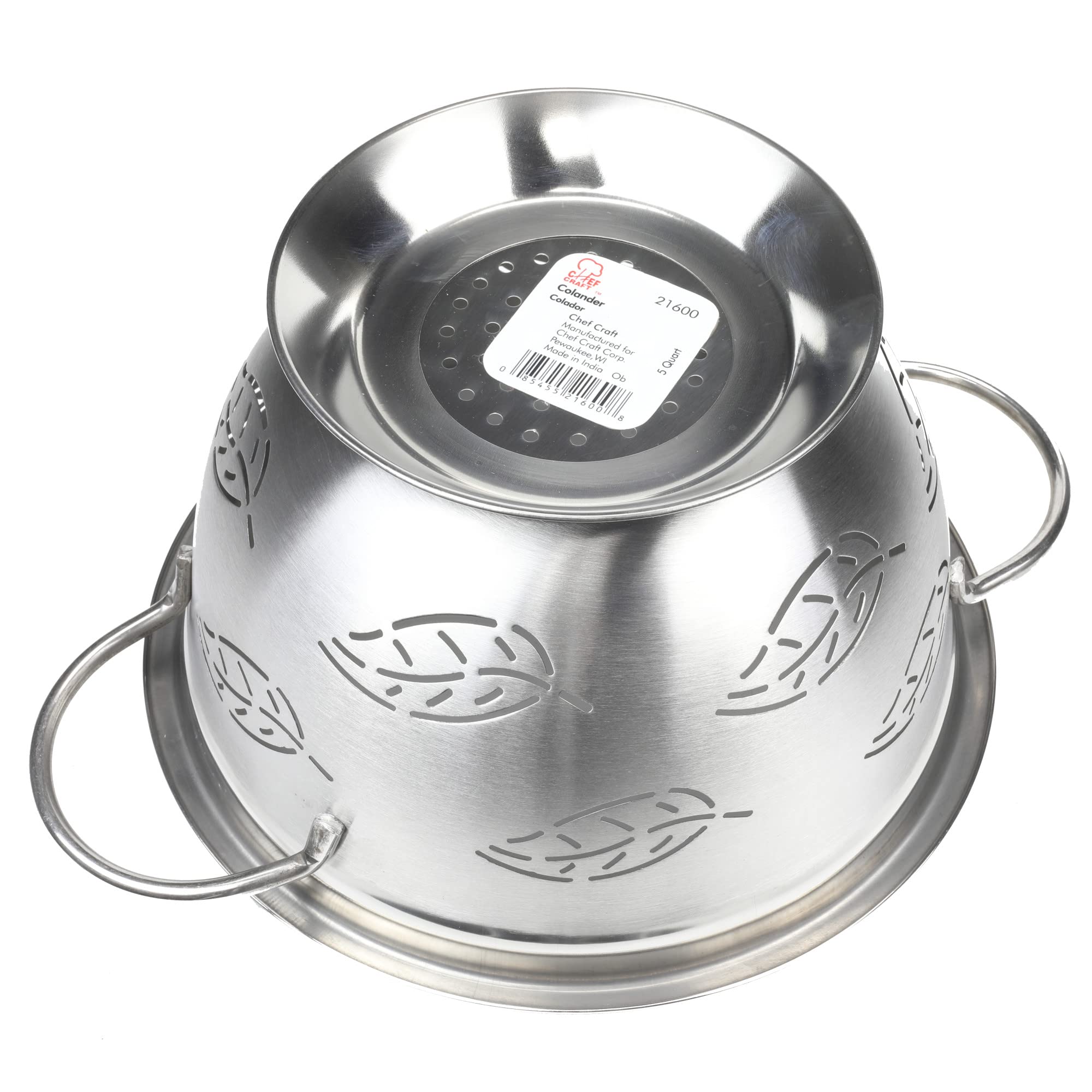 Chef Craft 21600 colador de Acero Inoxidable, 5-Quart, Silver