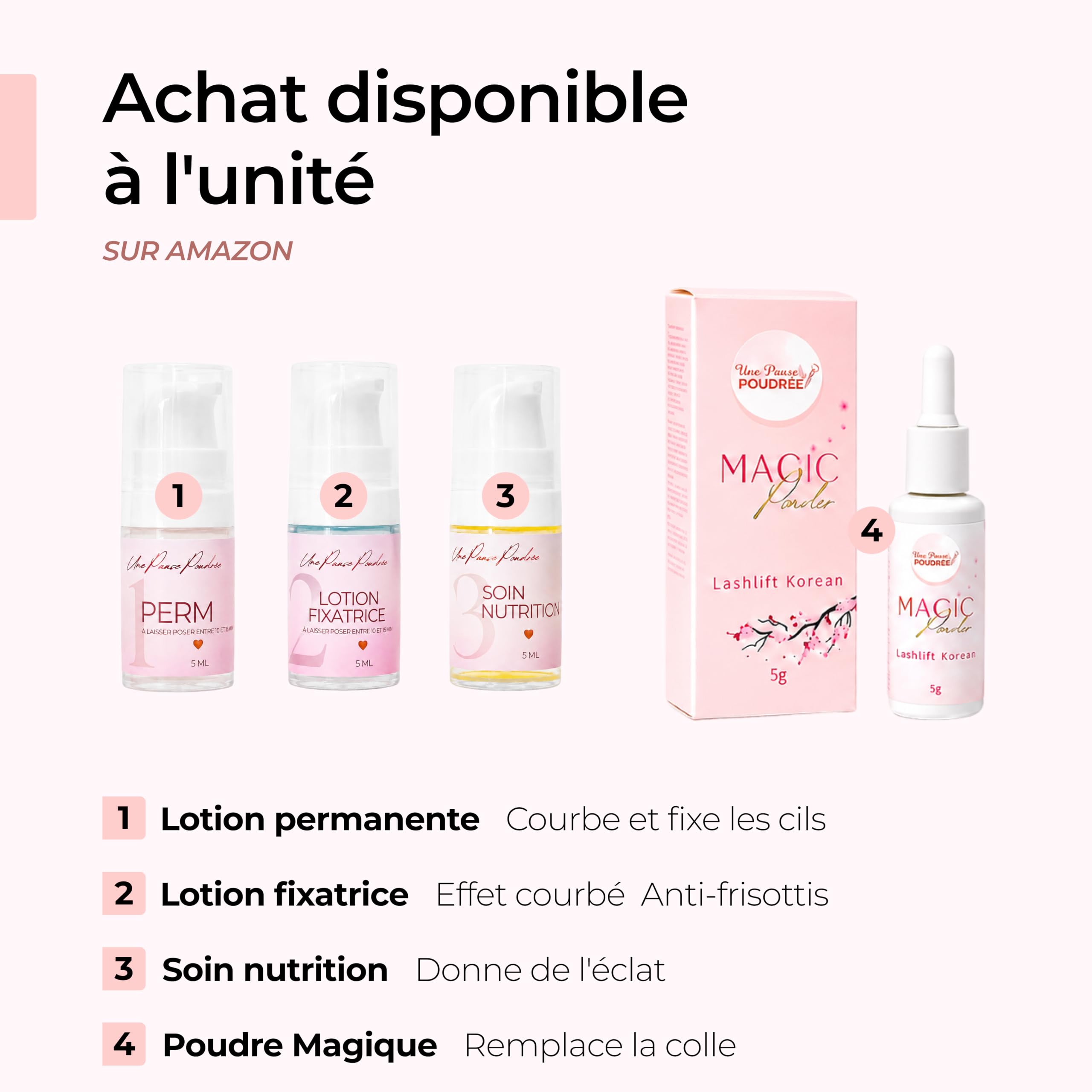 Une Pause Poudrée Kit Rehaussement de Cils Lash Lift Coréen Professionnel | Technique Sans Colle | Résultat Lifté Naturel Brillant & Durable | Formule Nourrissante | 10 à 15 Poses