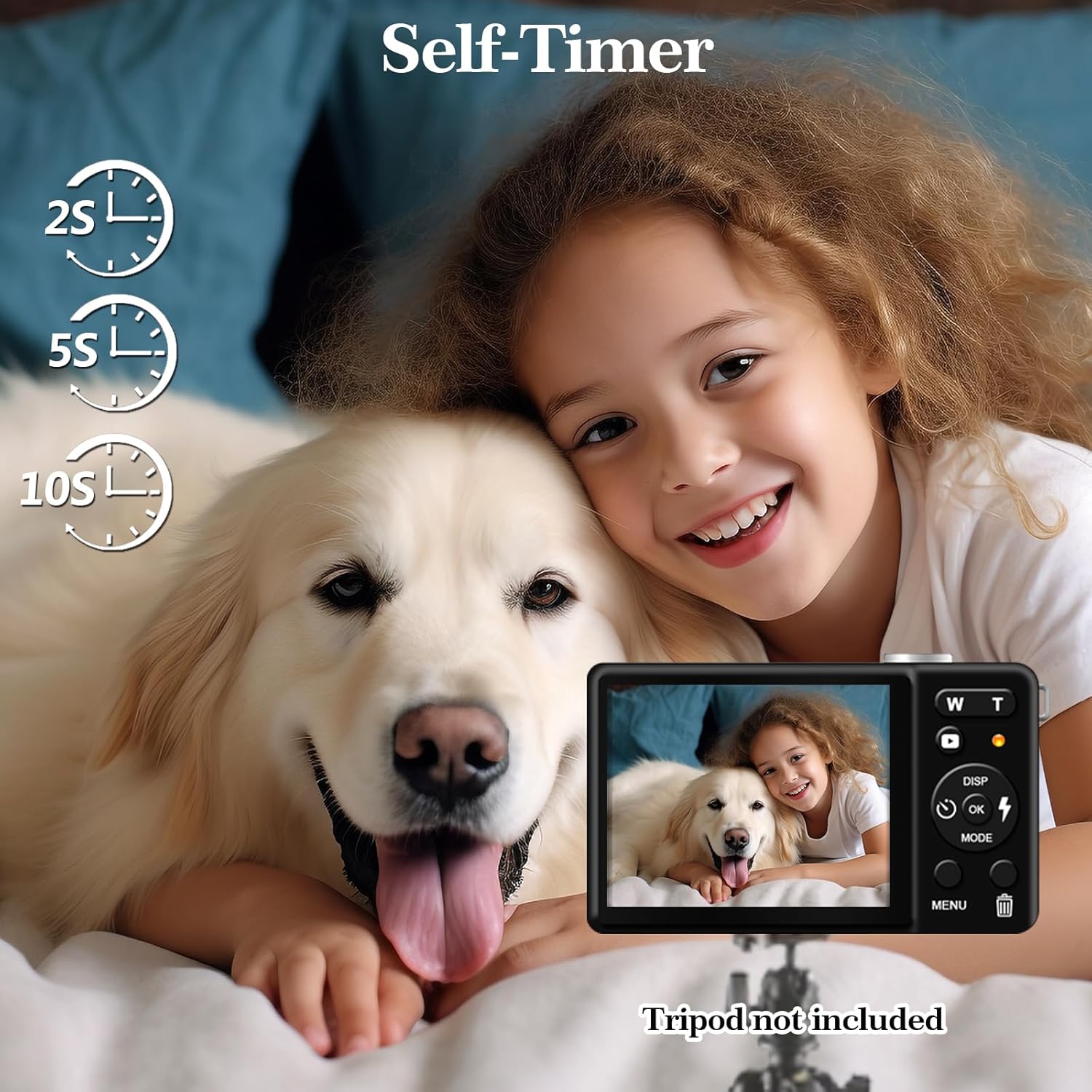 Digital Camera 30MP FHD 1080P Point and Shoot Camera with 2.8" LCD 18X Digital Zoom, 32GB SD Card 2 Batteries, Compact Rechargeable Kids Camera for Teens Students Seniors Vlogging (Black)