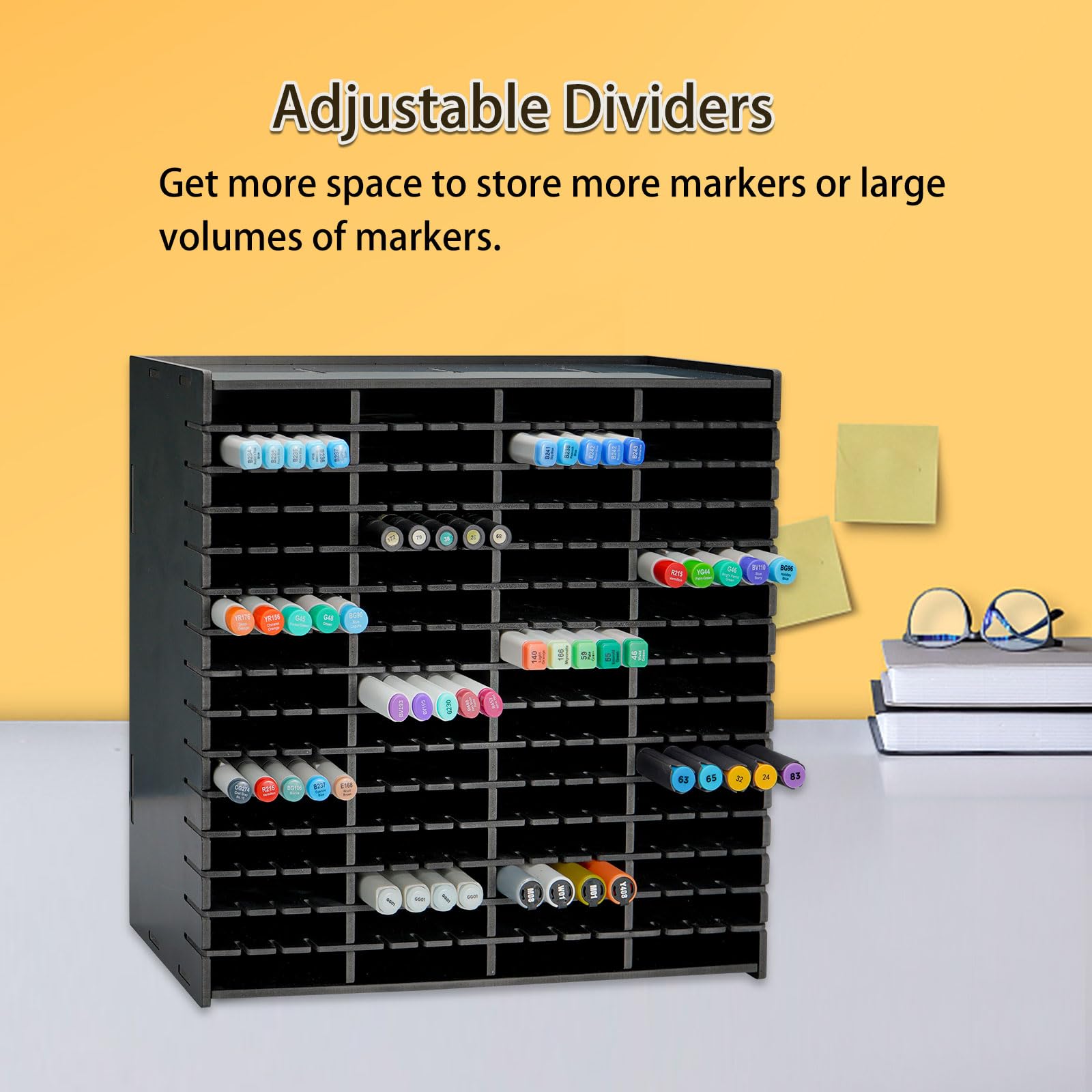 SANFURNEY Stifte-Organizer für 240 Marker, Kunstbedarf-Aufbewahrungsregal, Schreibtisch-Buntstiftehalter, Aufbewahrungsbox für Zuhause, Klassenzimmer, Büro, Schwarz