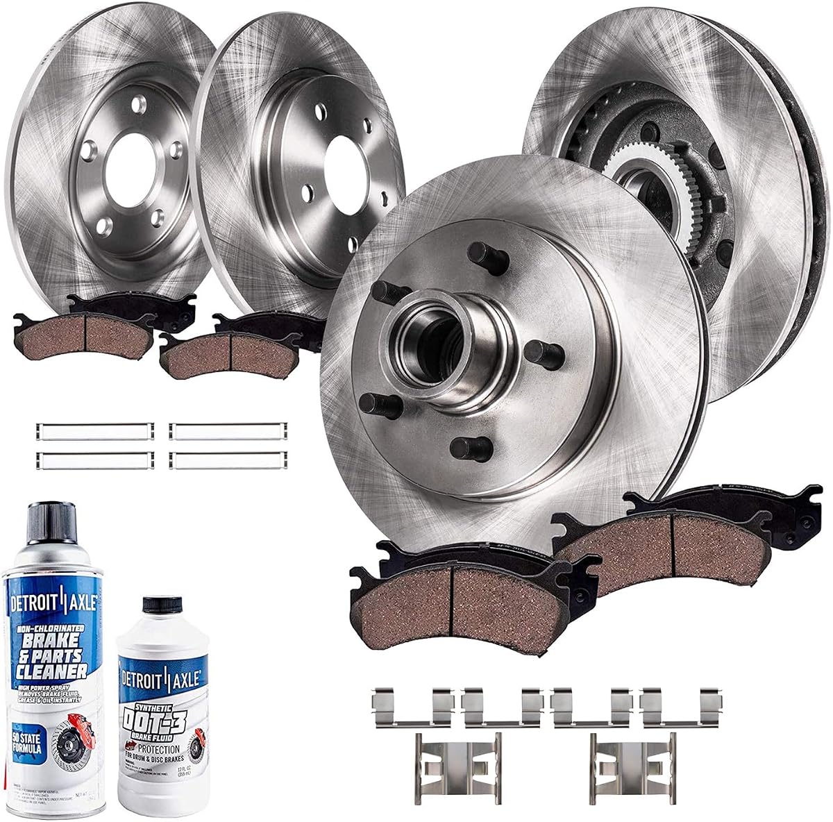 Detroit Axle - Brake Kit for 2WD 2000-03 Ford F-150, 2002 Lincoln Blackwood | Replacement 2000 2001 2002 2003 Disc Brakes Rotors Ceramic Brake Pads, Front and Rear [4-Wheel Disc Brakes]