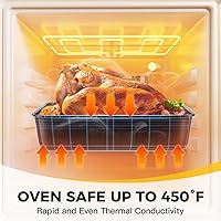 Vista 6 de HONGBAKE Sartén para lasaña antiadherente de 3 pulgadas de profundidad, sartén para hornear de 9x13, sartén rectangular para pastel de hoja, sartén