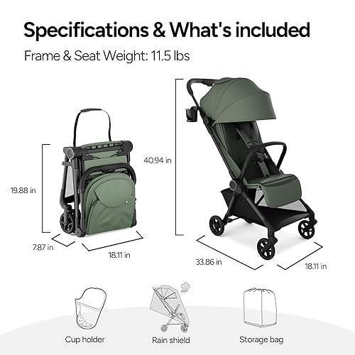 Miniatura 9 de Cochecito de Viaje Mompush Nexis Carbon, Ultraligero 11.5 libras, Compacto y Aprobado para Equipaje de Mano, Plegado Automático en Un Segundo