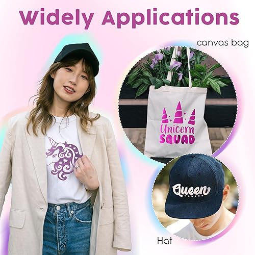 Miniatura 6 de HTVSTD Rollo de vinilo dorado HTV de transferencia de calor, 12 pulgadas x 8 pies, vinilo metálico dorado HTV para planchar, para telas, vinilo