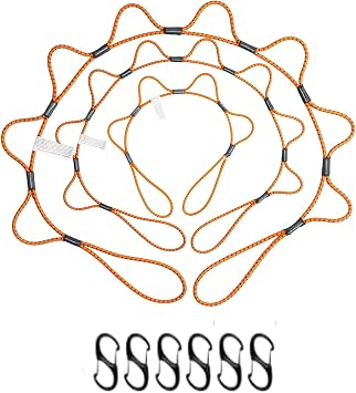 LoopRope 3, 4, 5 Heavy Duty Bungee Cord Cargo Set with Carabiners