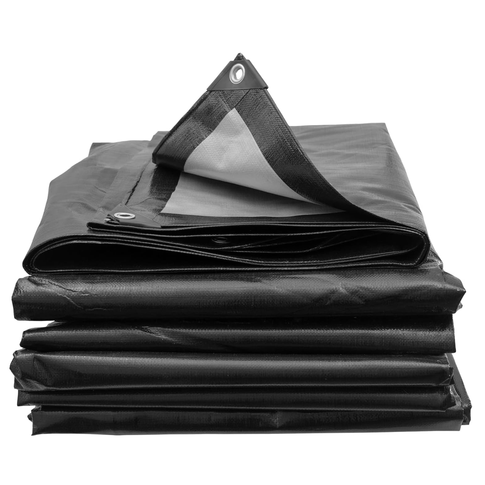 Tarpaulin Regular And Heavy Duty Waterproof Cover Tarp Ground Sheet Multi Sizes Transparent Blue Silver Clear Camo Army (Black (250GSM), 8 x 10 m) โ image 1